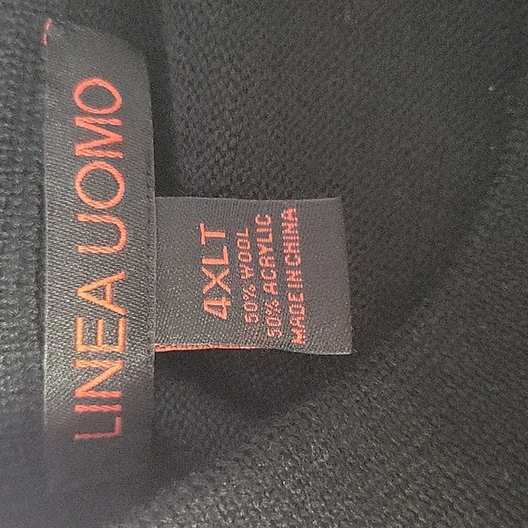 LINEA UOMO Black 1/4 Zip Part Wool Men's Sweater 4 XLT - Picture 7 of 7